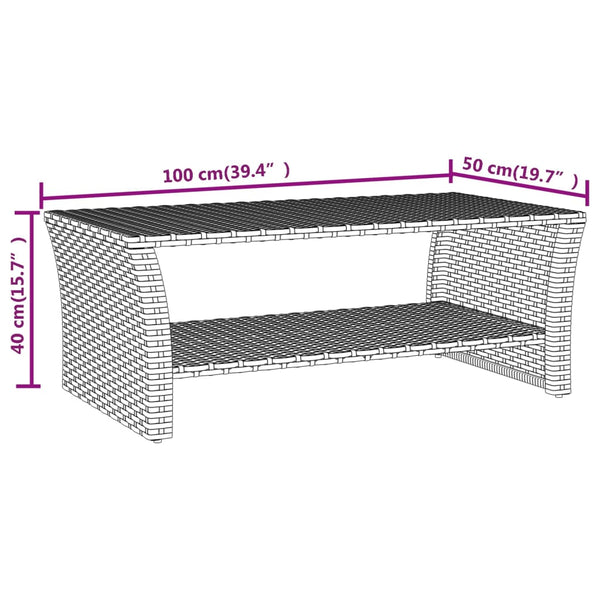 vidaXL Coffee Table Black 100x50x40 cm Poly Rattan