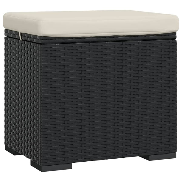 vidaXL Stool with Cushion Black 40x30x40 cm Poly Rattan