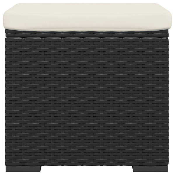 vidaXL Stool with Cushion Black 40x30x40 cm Poly Rattan