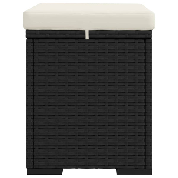 vidaXL Stool with Cushion Black 40x30x40 cm Poly Rattan