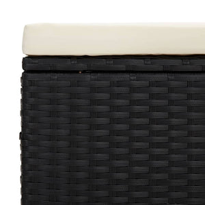 vidaXL Stool with Cushion Black 40x30x40 cm Poly Rattan