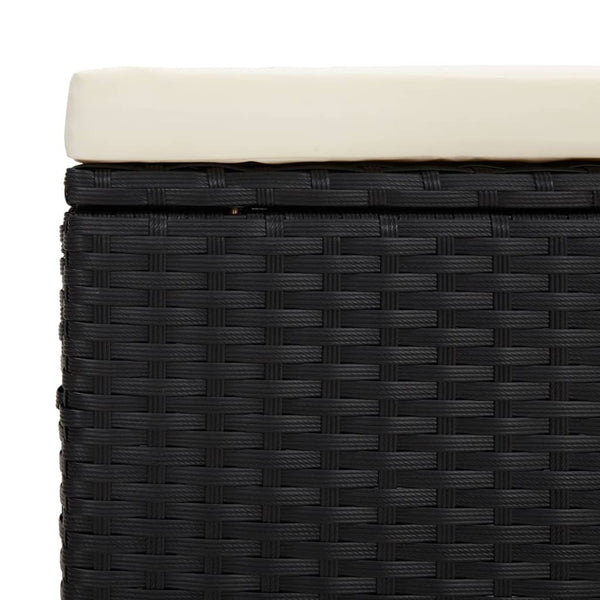 vidaXL Stool with Cushion Black 40x30x40 cm Poly Rattan