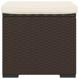 vidaXL Stool with Cushion Brown 40x30x40 cm Poly Rattan