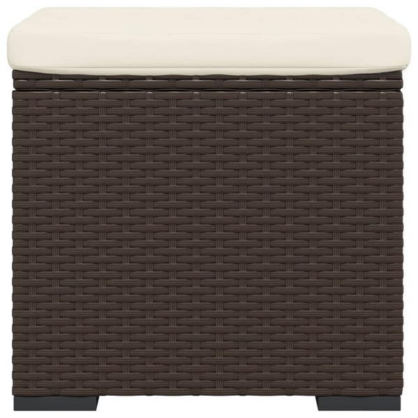 vidaXL Stool with Cushion Brown 40x30x40 cm Poly Rattan