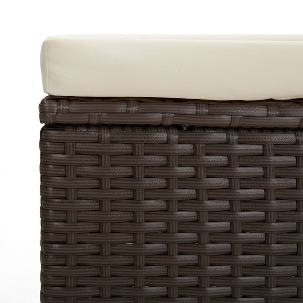 vidaXL Stool with Cushion Brown 40x30x40 cm Poly Rattan