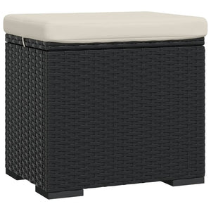 vidaXL Stools with Cushions 2 pcs Black 40x30x40 cm Poly Rattan