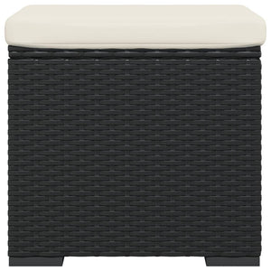 vidaXL Stools with Cushions 2 pcs Black 40x30x40 cm Poly Rattan