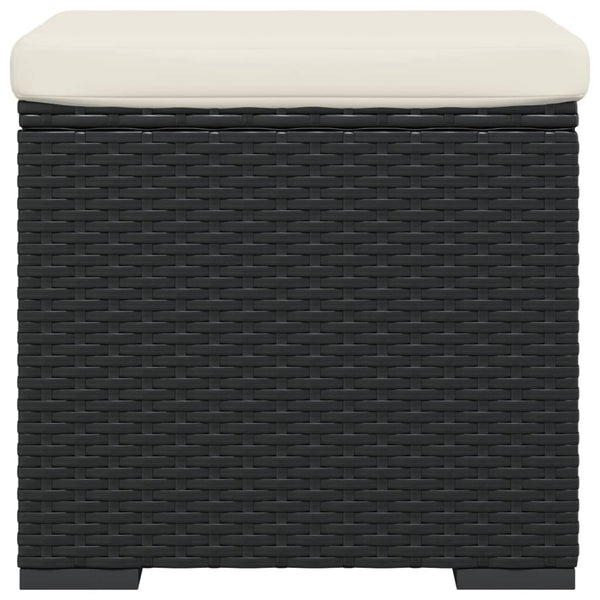 vidaXL Stools with Cushions 2 pcs Black 40x30x40 cm Poly Rattan
