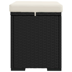 vidaXL Stools with Cushions 2 pcs Black 40x30x40 cm Poly Rattan