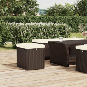 vidaXL Stools with Cushions 2 pcs Brown 40x30x40 cm Poly Rattan