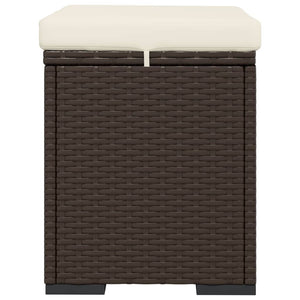 vidaXL Stools with Cushions 2 pcs Brown 40x30x40 cm Poly Rattan