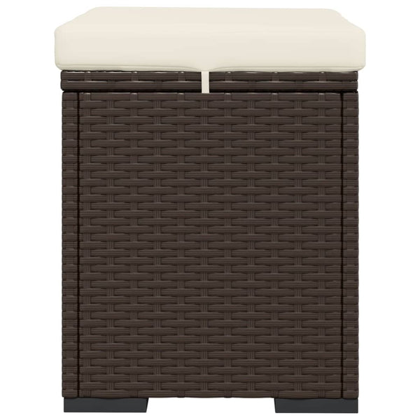 vidaXL Stools with Cushions 2 pcs Brown 40x30x40 cm Poly Rattan