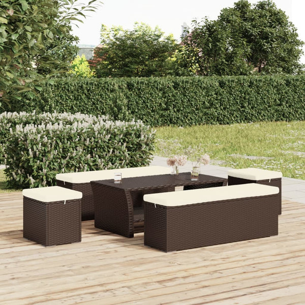 vidaXL Stools with Cushions 2 pcs Brown 40x30x40 cm Poly Rattan