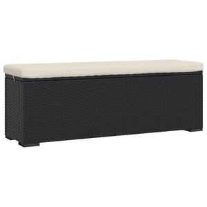 vidaXL Bench with Seat Cushion Black 110x30x40 cm Poly Rattan