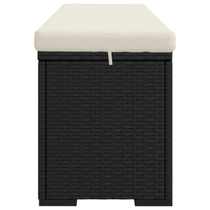 vidaXL Bench with Seat Cushion Black 110x30x40 cm Poly Rattan