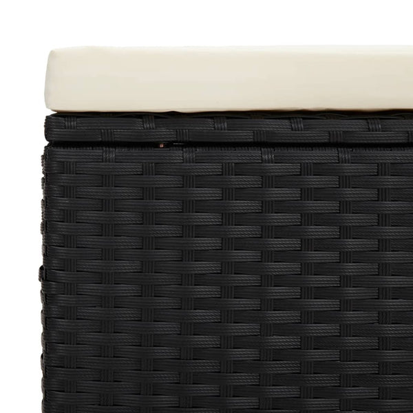 vidaXL Bench with Seat Cushion Black 110x30x40 cm Poly Rattan