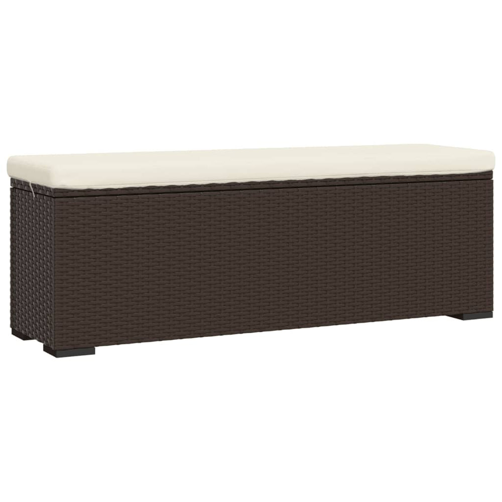 vidaXL Ottoman with Cushion Brown 110x30x40 cm Poly Rattan