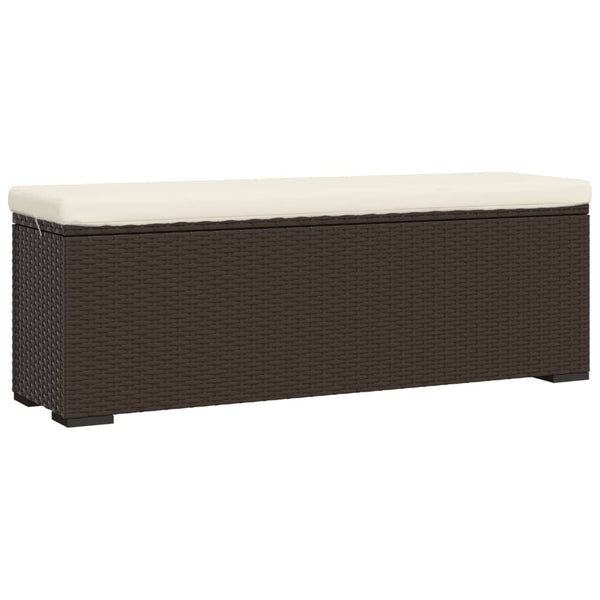 vidaXL Ottoman with Cushion Brown 110x30x40 cm Poly Rattan