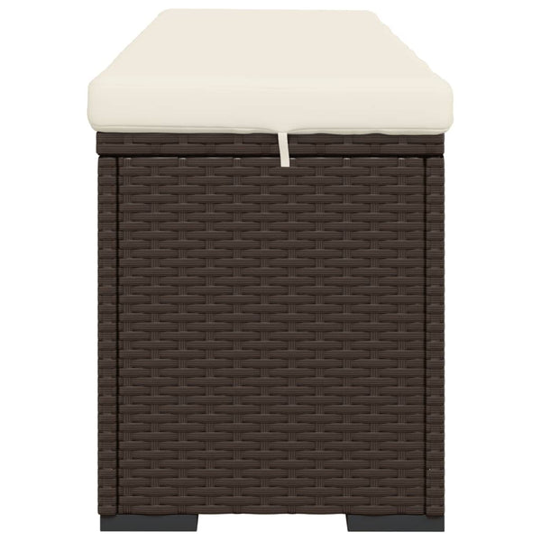 vidaXL Ottoman with Cushion Brown 110x30x40 cm Poly Rattan