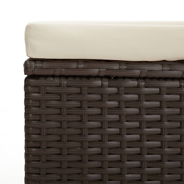 vidaXL Ottoman with Cushion Brown 110x30x40 cm Poly Rattan