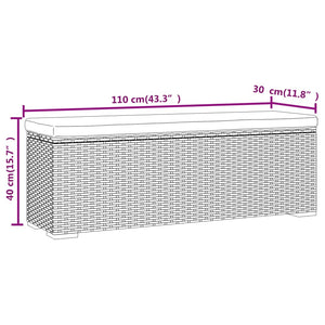 vidaXL Ottoman with Cushion Brown 110x30x40 cm Poly Rattan