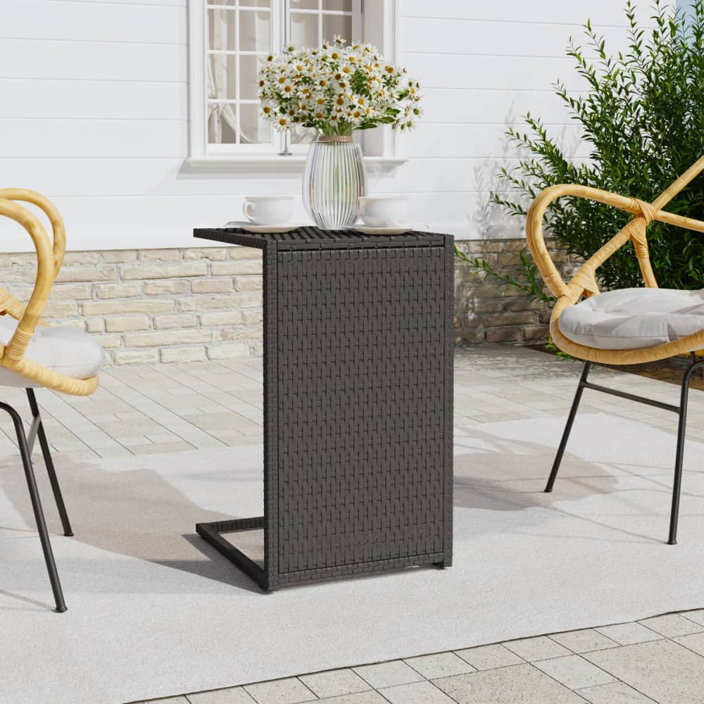 vidaXL C-shaped Side Table Black 40x35x60 cm Poly Rattan
