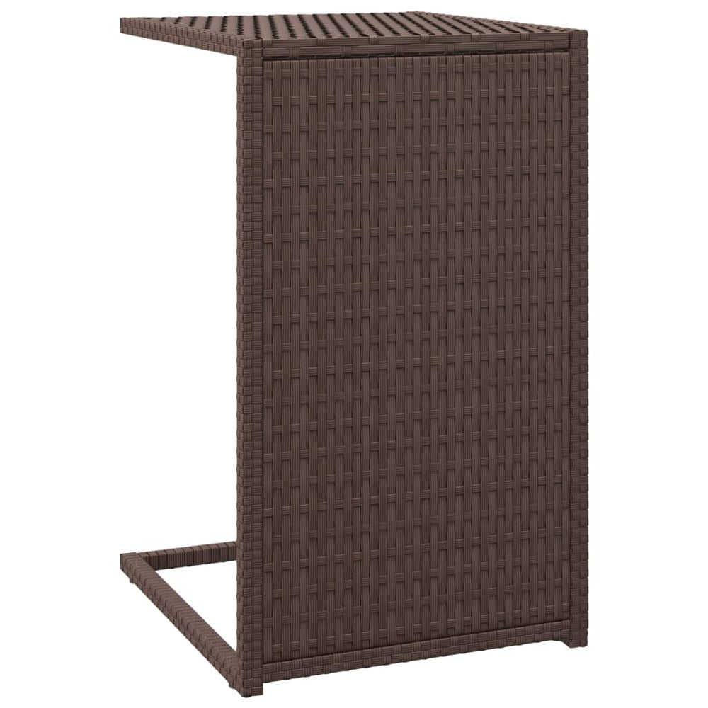 vidaXL C-shaped Side Table Brown 40x35x60 cm Poly Rattan
