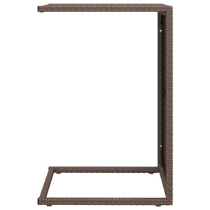 vidaXL C-shaped Side Table Brown 40x35x60 cm Poly Rattan