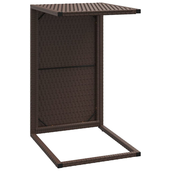 vidaXL C-shaped Side Table Brown 40x35x60 cm Poly Rattan