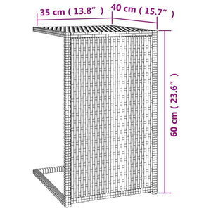 vidaXL C-shaped Side Table Brown 40x35x60 cm Poly Rattan