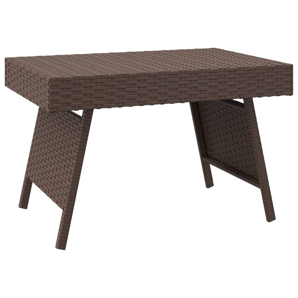 vidaXL Folding Side Table Brown 60x40x38 cm Poly Rattan