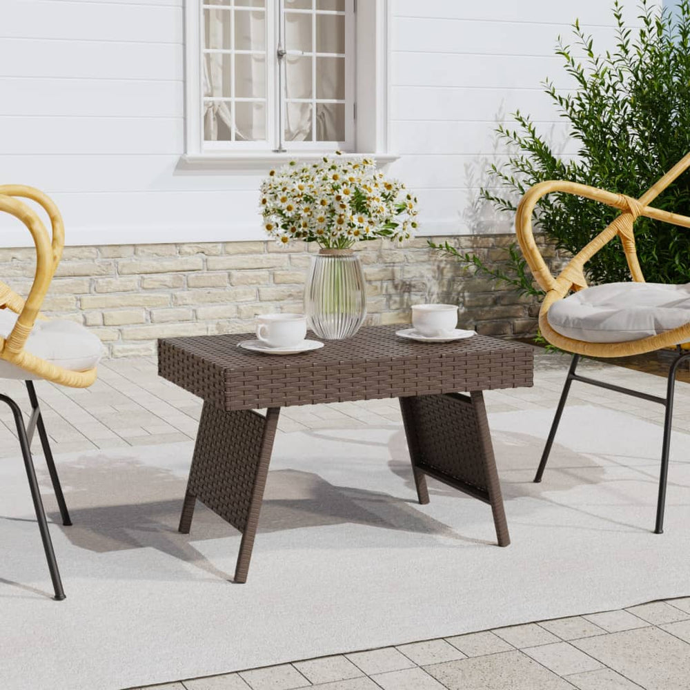 vidaXL Folding Side Table Brown 60x40x38 cm Poly Rattan