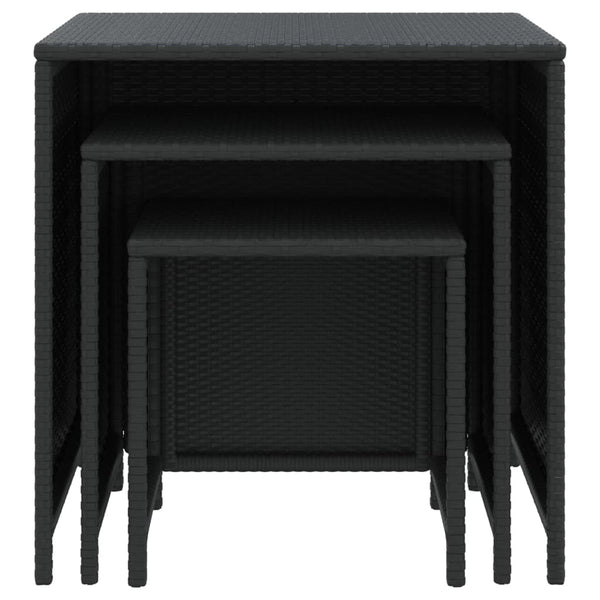 vidaXL Nesting Tables 3 pcs. Black Poly Rattan
