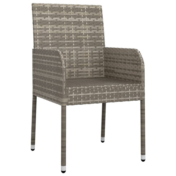 vidaXL Garden Dining Chairs with Cushions 2 pcs Poly Rattan Grey