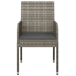 vidaXL Garden Dining Chairs with Cushions 2 pcs Poly Rattan Grey