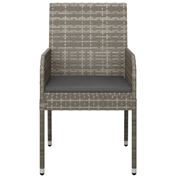 vidaXL Garden Dining Chairs with Cushions 2 pcs Poly Rattan Grey