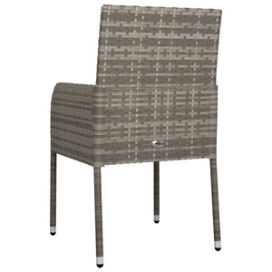 vidaXL Garden Dining Chairs with Cushions 2 pcs Poly Rattan Grey