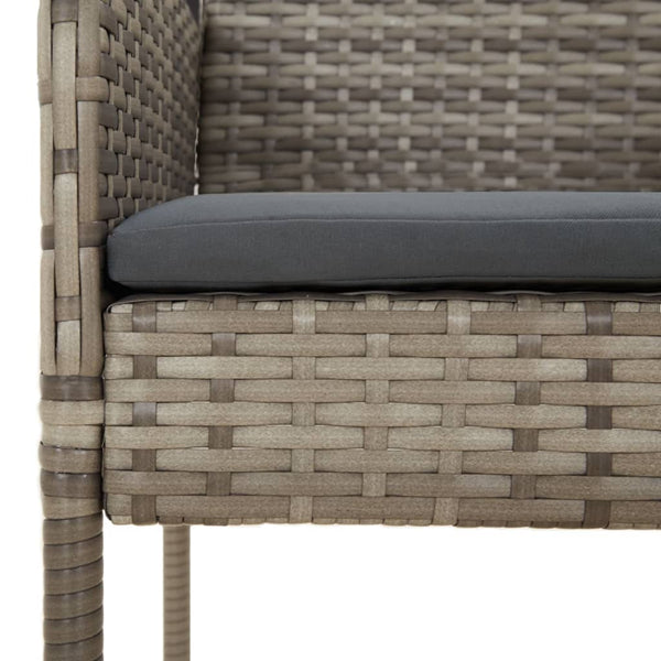 vidaXL Garden Dining Chairs with Cushions 2 pcs Poly Rattan Grey