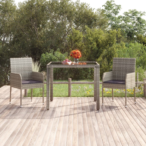 vidaXL Garden Dining Chairs with Cushions 2 pcs Poly Rattan Grey
