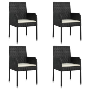 vidaXL Garden Chairs with Cushions 4 pcs. Poly Rattan Black