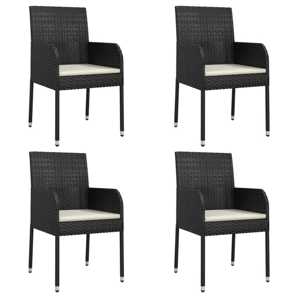 vidaXL Garden Chairs with Cushions 4 pcs. Poly Rattan Black
