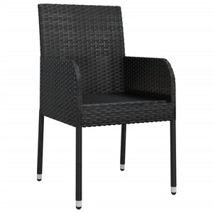 vidaXL Garden Chairs with Cushions 4 pcs. Poly Rattan Black
