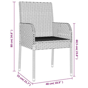 vidaXL Garden Chairs with Cushions 4 pcs. Poly Rattan Black