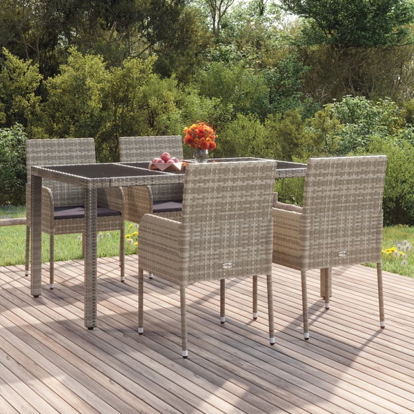 vidaXL Garden Chairs with Cushions 4 pcs Poly Rattan Grey