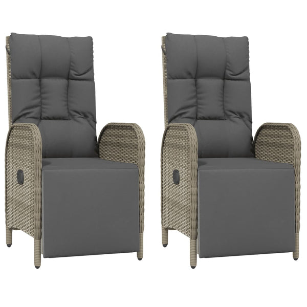vidaXL Garden Relax Armchairs with Cushions 2 pcs Poly Rattan Grey