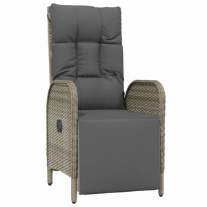 vidaXL Garden Relax Armchairs with Cushions 2 pcs Poly Rattan Grey
