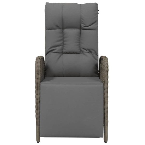 vidaXL Garden Relax Armchairs with Cushions 2 pcs Poly Rattan Grey