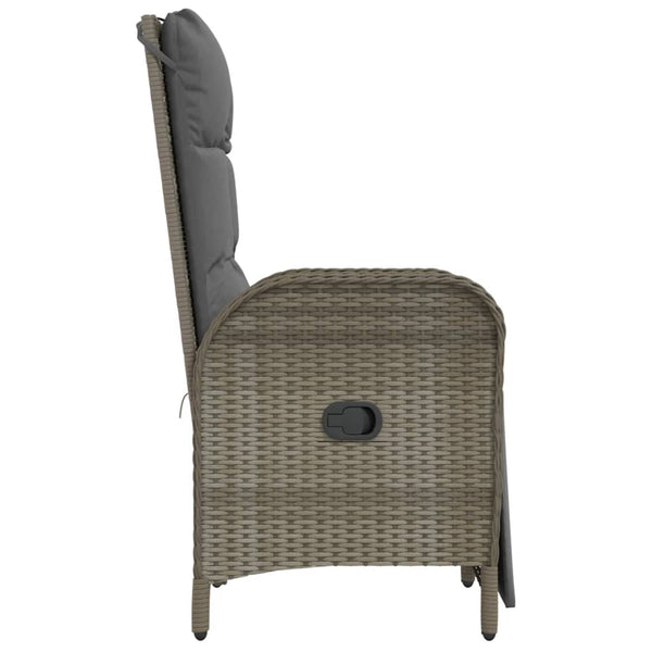vidaXL Garden Relax Armchairs with Cushions 2 pcs Poly Rattan Grey
