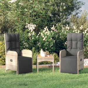 vidaXL Garden Relax Armchairs with Cushions 2 pcs Poly Rattan Grey