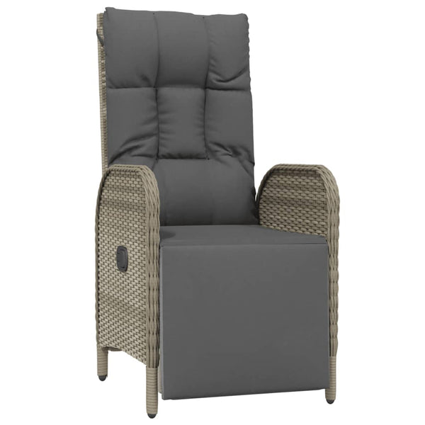 vidaXL Garden Lounge Chairs 2 pcs with Table Grey Poly Rattan